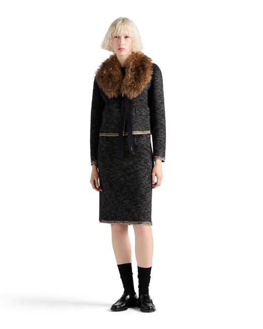 Prada Black Single-Breasted Double Tweed Jacket