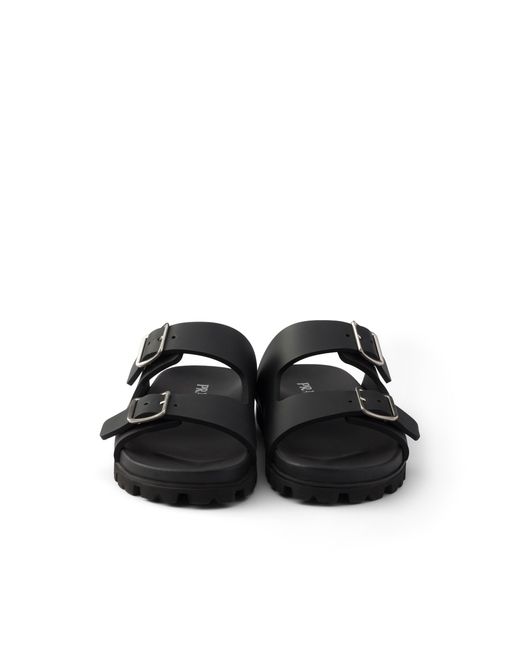 Prada Black Rubber Slides, Size 35