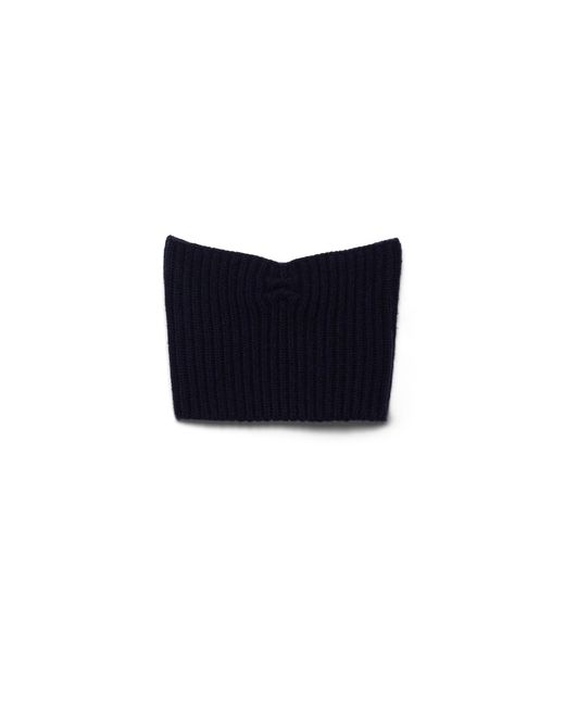 Prada Blue Wool And Cashmere Bandeau Top With Pendant