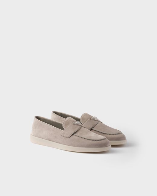 Prada Loafer Aus Wildleder in White für Herren