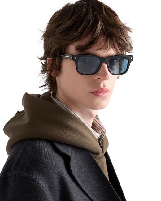 Prada Blue Sunglasses With The Iconic Metal Plaque for men