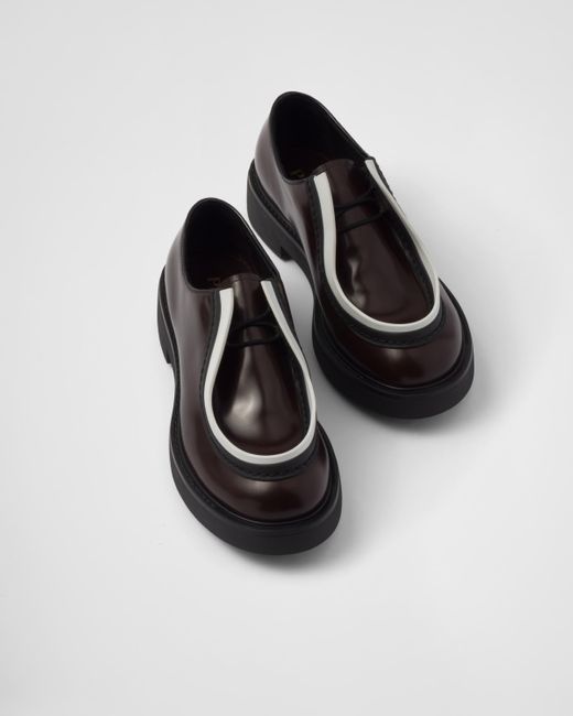 Prada Diapason Opaque Brushed Leather Lace-up Shoes in Black Prada Diapason Opaque Brushed Leather Lace-up Shoes in Black