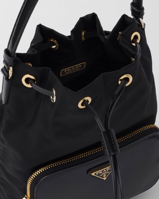 Prada Black Duet Re-Nylon And Brushed Bucket Bag