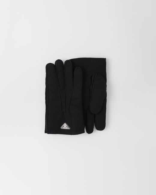 Prada Black Suede Sheepskin Gloves for men