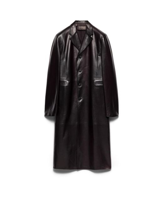 Prada Black Nappa Leather Coat for men