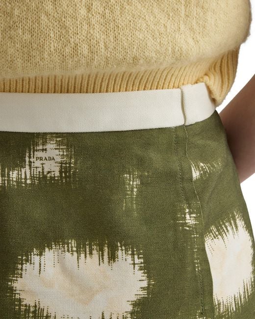 Prada Green Printed Canvas Skirt