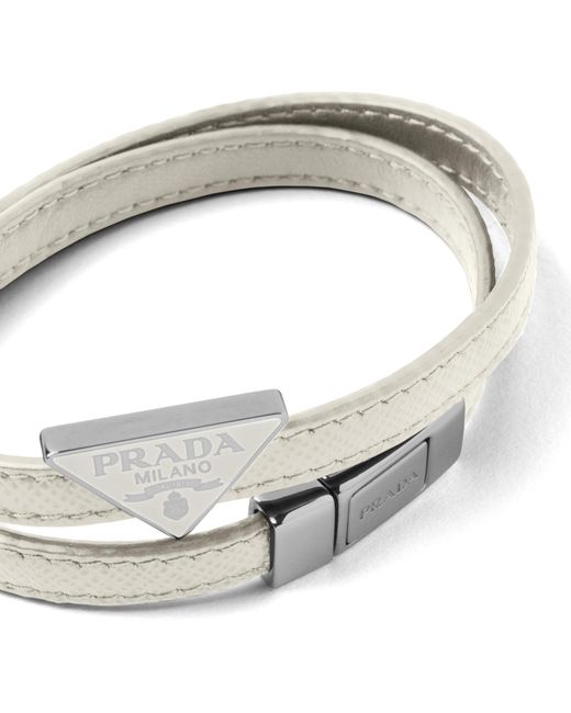 Prada White Saffiano Leather Bracelet for men