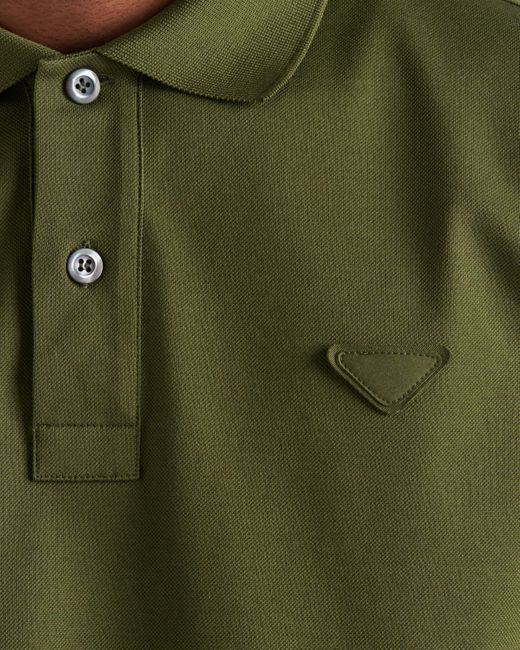 Prada Green Piqué Polo Shirt for men