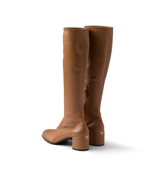 Prada Brown Stretch Nappa Leather Boots
