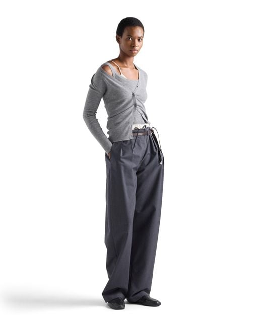 Prada Gray Ribbed Cashmere Cardigan