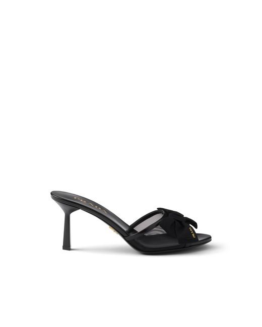 Prada Black Mesh Fabric Mules