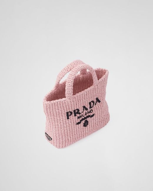 Borsa Shopping Small In Tessuto Intrecciato di Prada in Pink