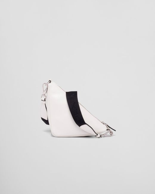 Prada White Triangle Leather Shoulder Bag