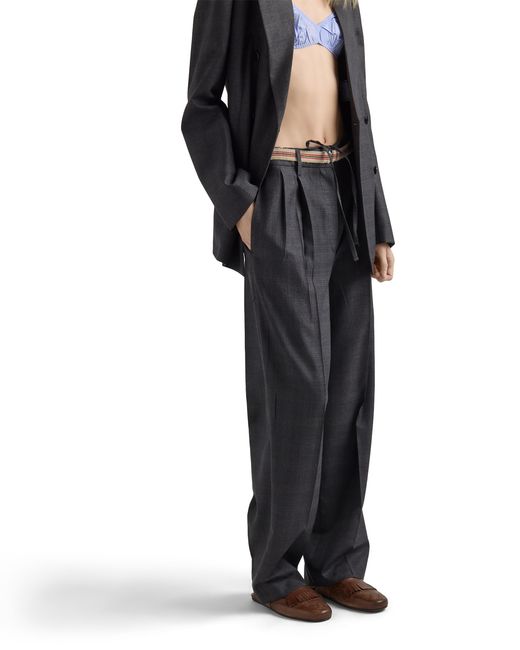 Prada Black Checked Wool Pants