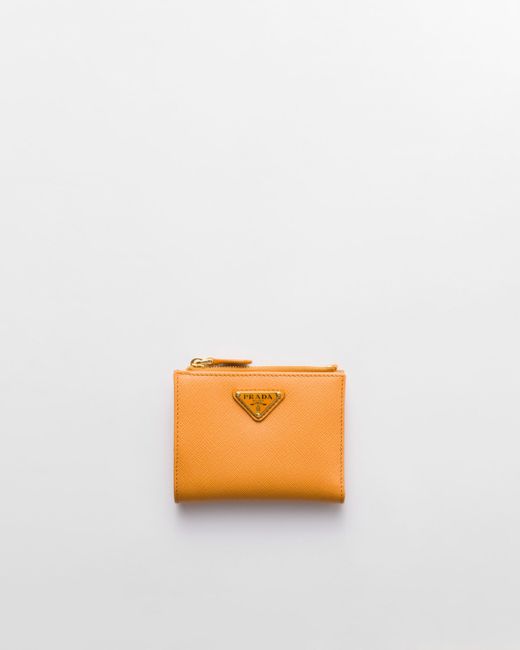 Prada Orange Small Saffiano Wallet