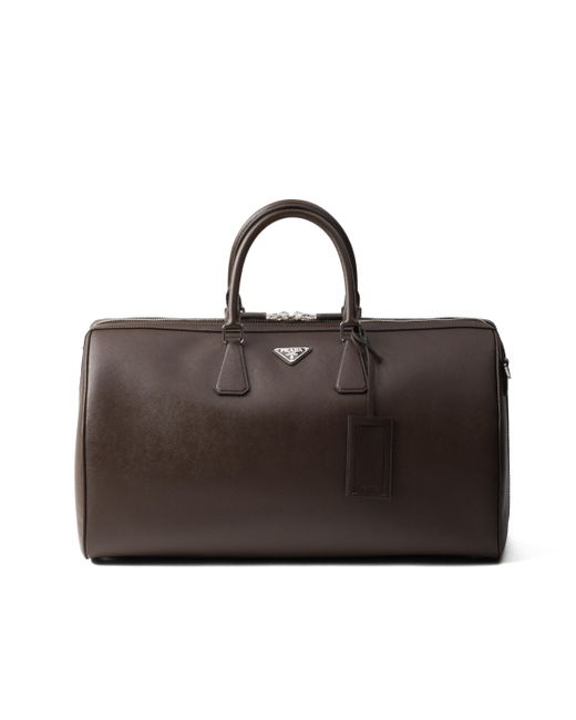 Bolsa De Lona En Piel Saffiano Prada de color Brown