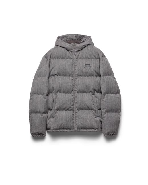 Prada Gray Medium-Weight Wool Down Jacket for men
