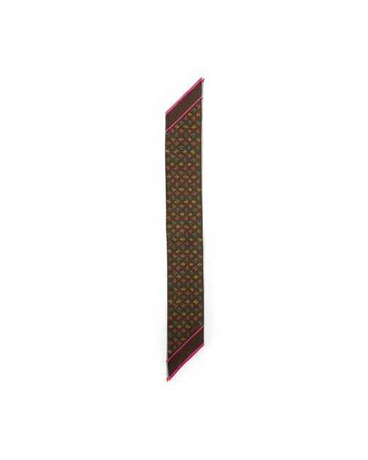 Prada White Printed Silk Twill Skinny Scarf, Cocoa