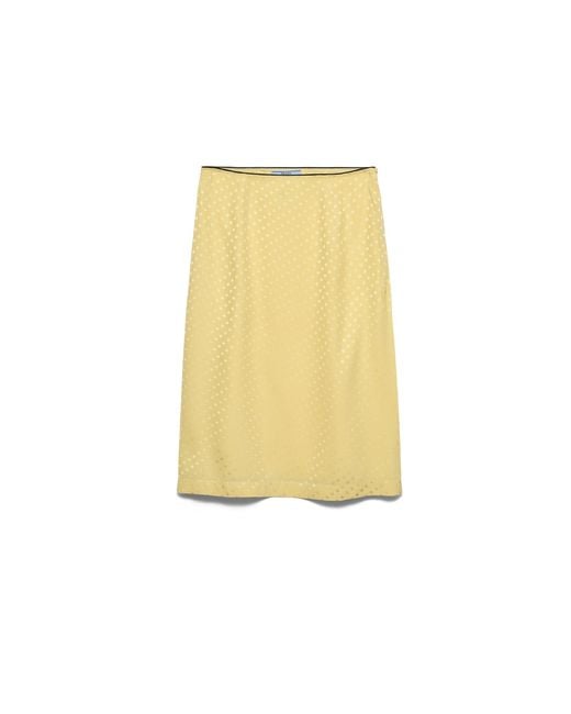 Prada Yellow Polka-Dot Satin Skirt