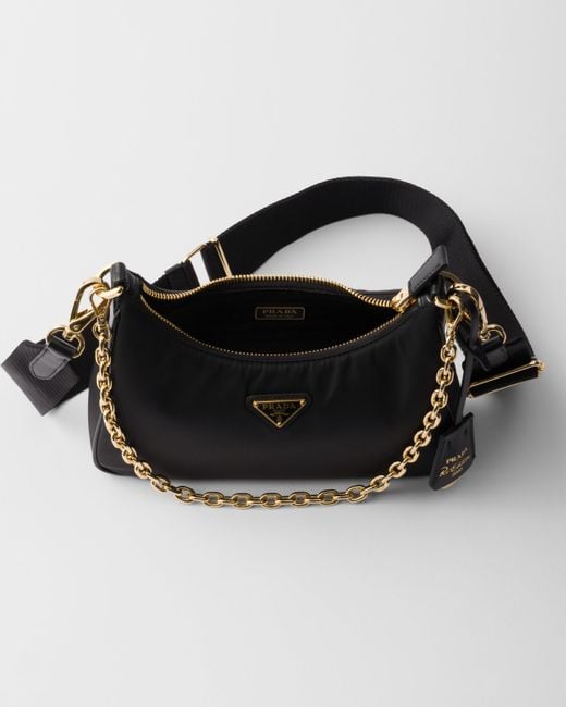Prada Black Re-Edition 2005 Tasche Aus Re-Nylon Und Saffiano-Leder