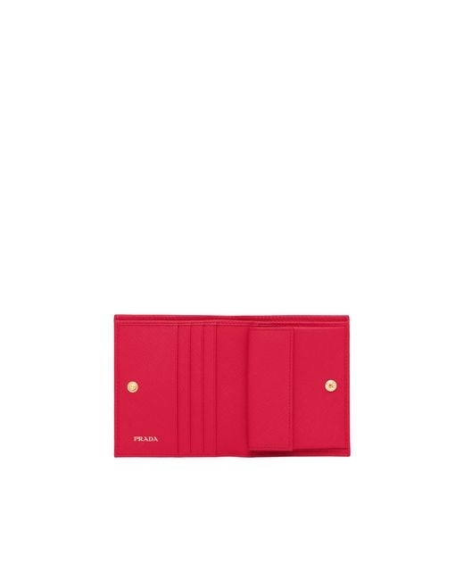 Prada Red Small Saffiano Leather Wallet