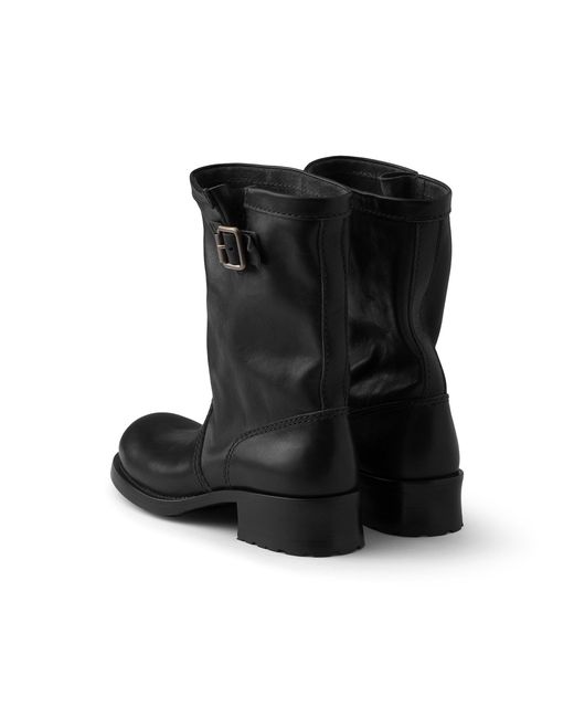 Prada Black Leather Mid-Calf Boots