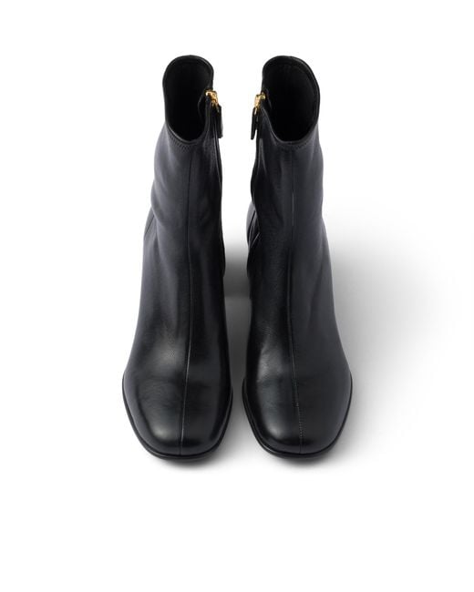 Prada Black Stretch Nappa Leather Booties Size 35