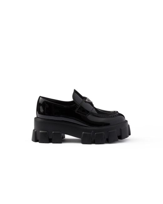Prada Black Monolith Patent Leather Loafers