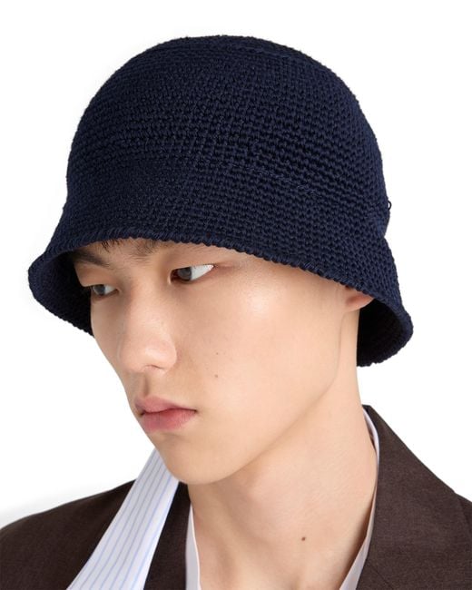 Prada Blue Crochet Bucket Hat for men