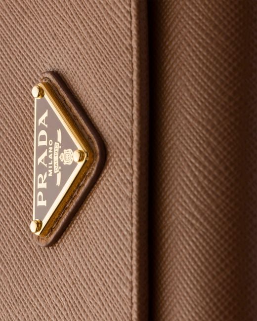 Prada Brown Saffiano Leather Wallet With Shoulder Strap