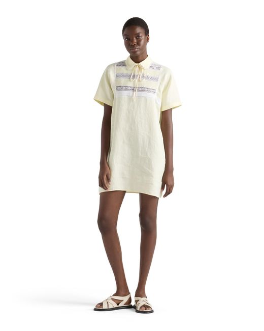 Prada White Embroidered Linen Mini-Dress