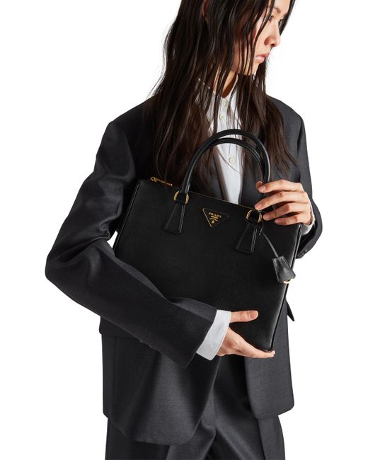Prada Large Galleria Saffiano Leather Bag in Black Lyst UK