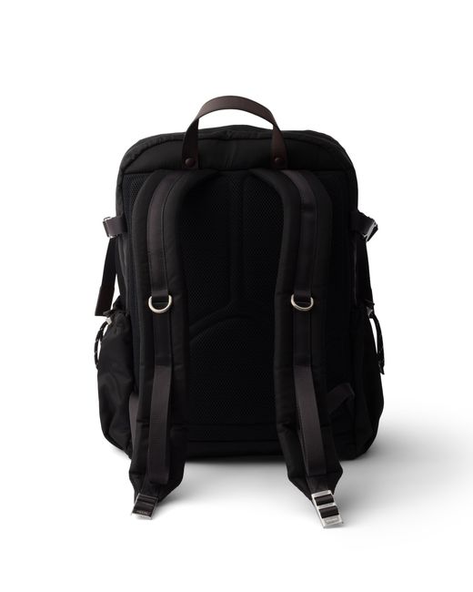 Prada Black Speedrock Re-Nylon And Leather Backpack for men