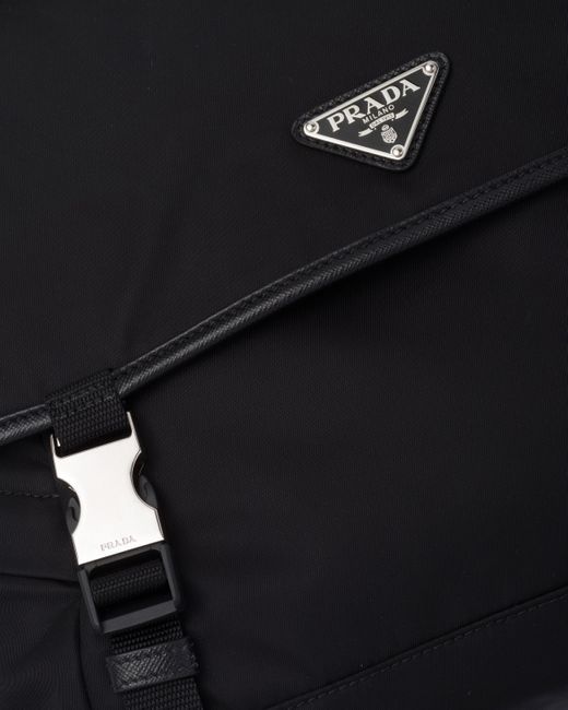 Prada Schultertasche Aus Re-Nylon Und Saffiano-Leder in Black für Herren