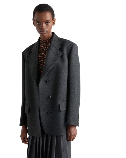 Prada Black Single-Breasted Chevron Caban Jacket