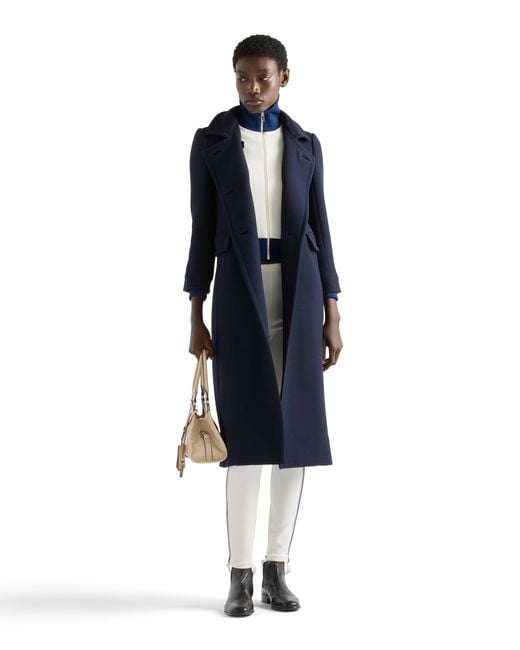 Prada Blue Single-Breasted Natté Fabric Coat