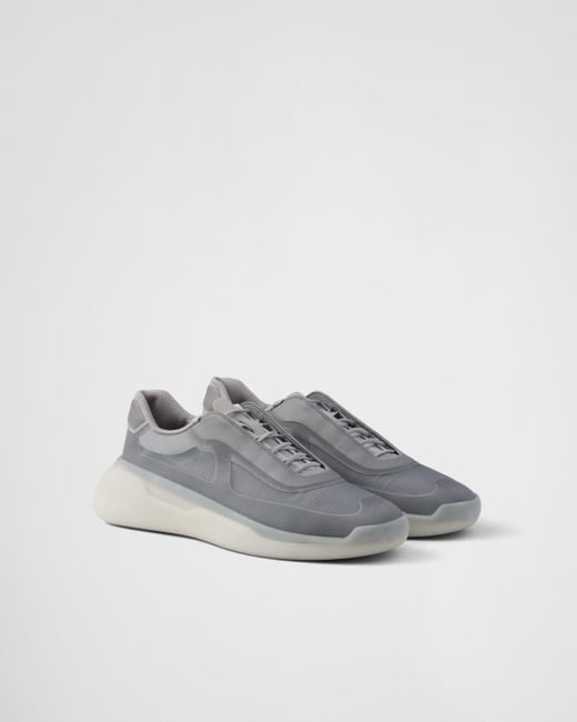 Prada Gray America'S Cup Re-Nylon And Bike Fabric Sneakers for men