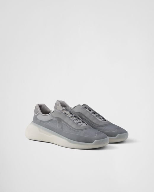 Prada Gray America's Cup Re-Nylon And Bike Fabric Sneakers for men