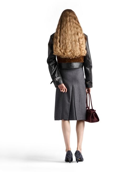 Prada Gray Pleated Flannel Skirt