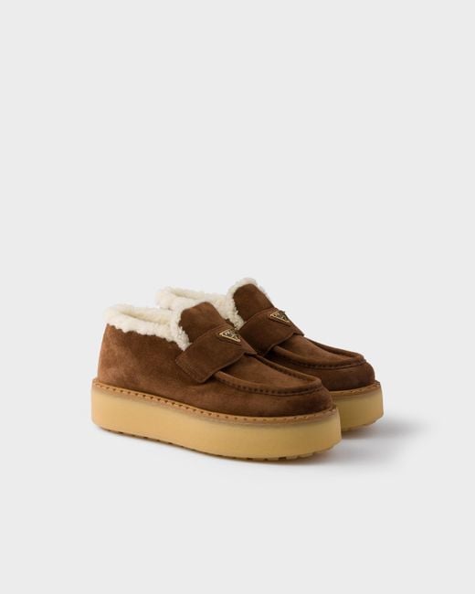 Prada Brown Suede Loafers