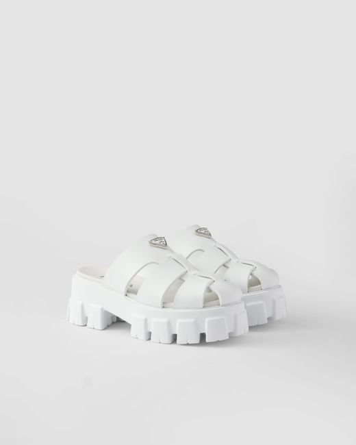 Prada White Monolith Rubber Mules