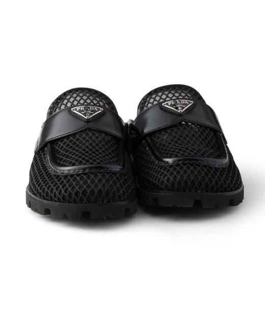 Prada Black Mesh Fabric Mules, Size 35
