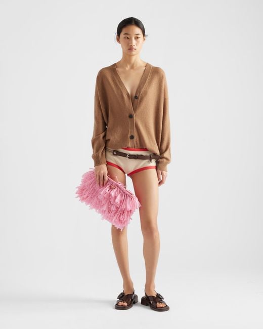 Pochette En Crochet À Frange Prada en coloris Pink