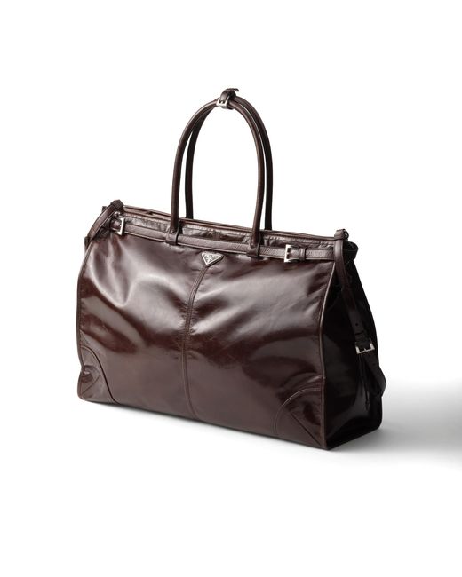 Prada Brown Bonnie Leather Tote Bag for men