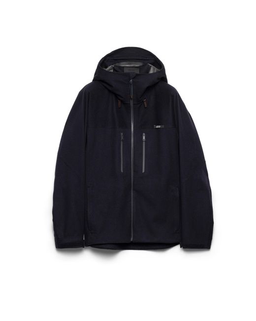 Prada Blue Hooded Cashmere Jacket for men