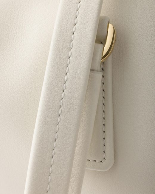 Prada White Medium Leather Top-Handle Bag With Padlock