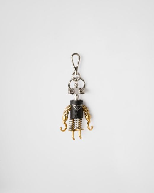 Charm De Sac Robot En Cuir Saffiano Prada pour homme en coloris White