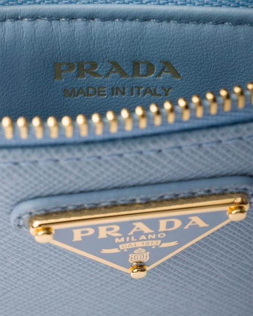 Prada Blue Printed Saffiano Leather Card Holder