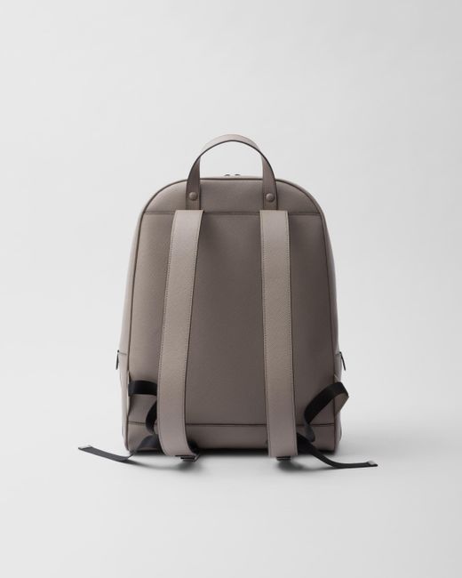 Prada Gray Saffiano Leather Backpack for men
