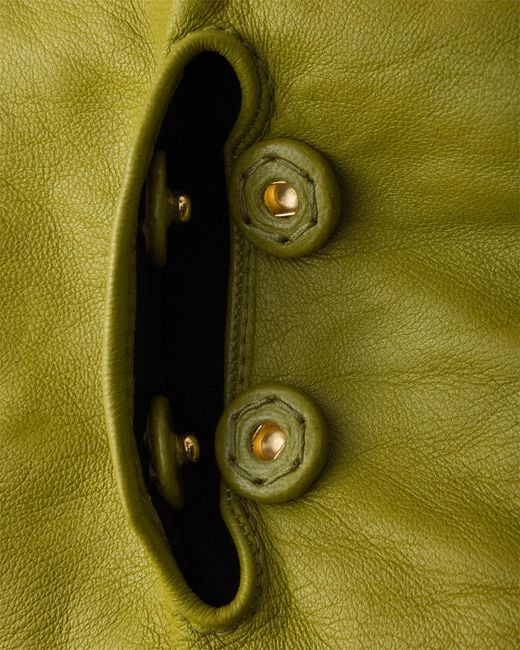 Prada Green Leather Long Gloves, Size 7,5